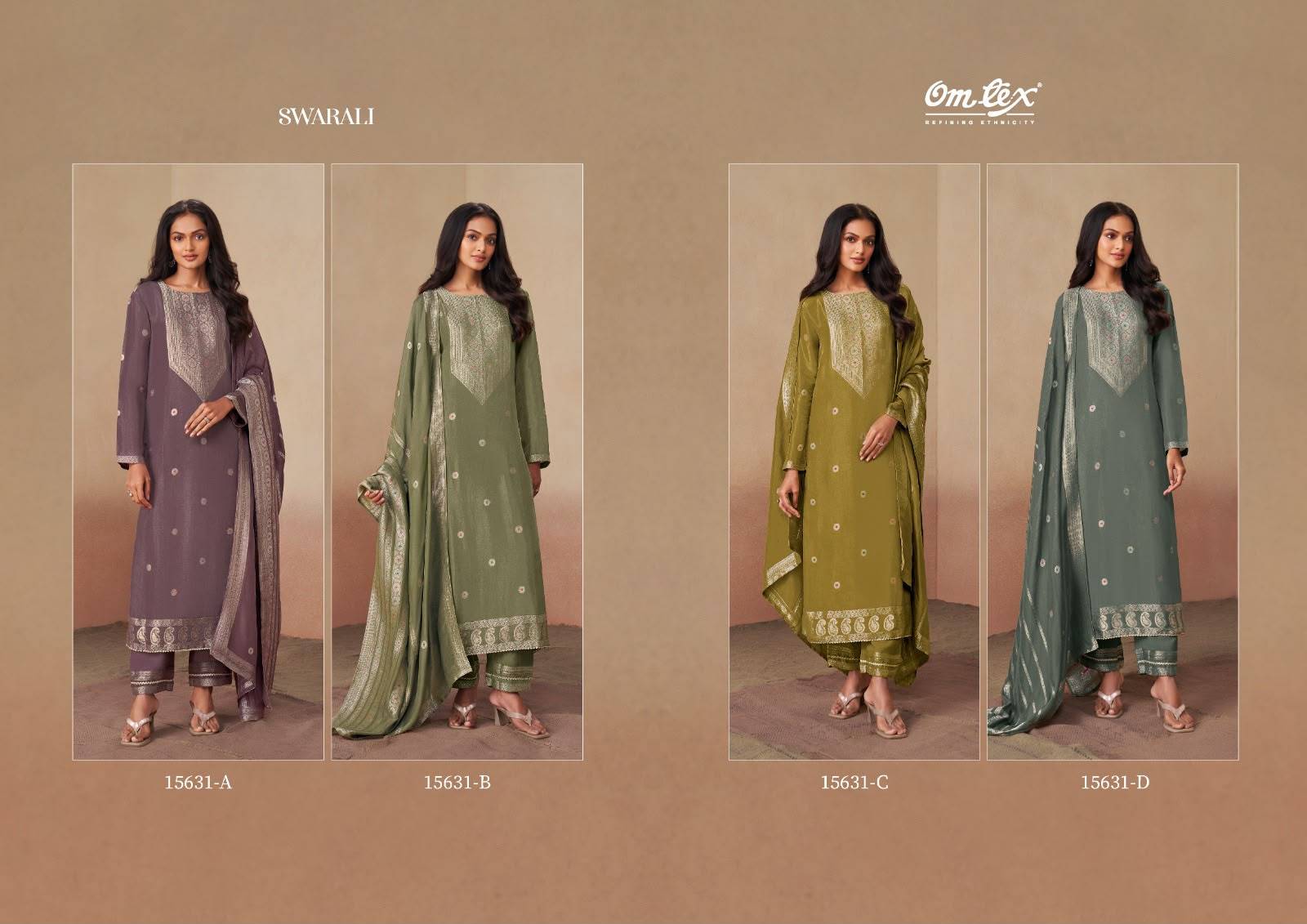 SWARALI By Om Tex 15631 Series Beautiful Festive Suits Stylish Colorful Fancy Casual Wear & Ethnic Wear SILK JACQUARD Dresses At Wholesale Price